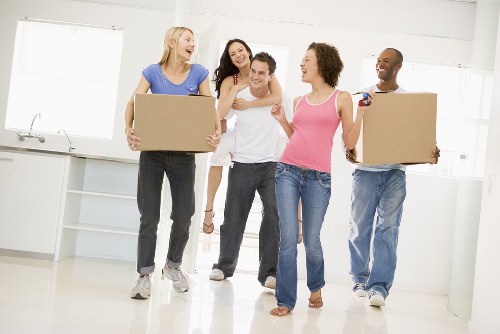 Removal team planning a house move in a Mayfair townhouse
