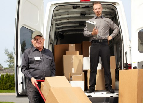 Man with van service operating on a Mayfair street
