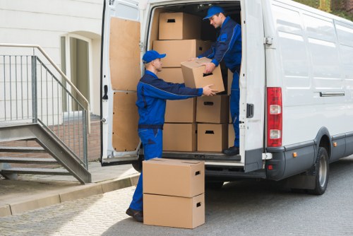 Team assessing risks before loading furniture in Mayfair