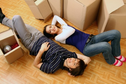Organised moving boxes prepared for a home in Mayfair